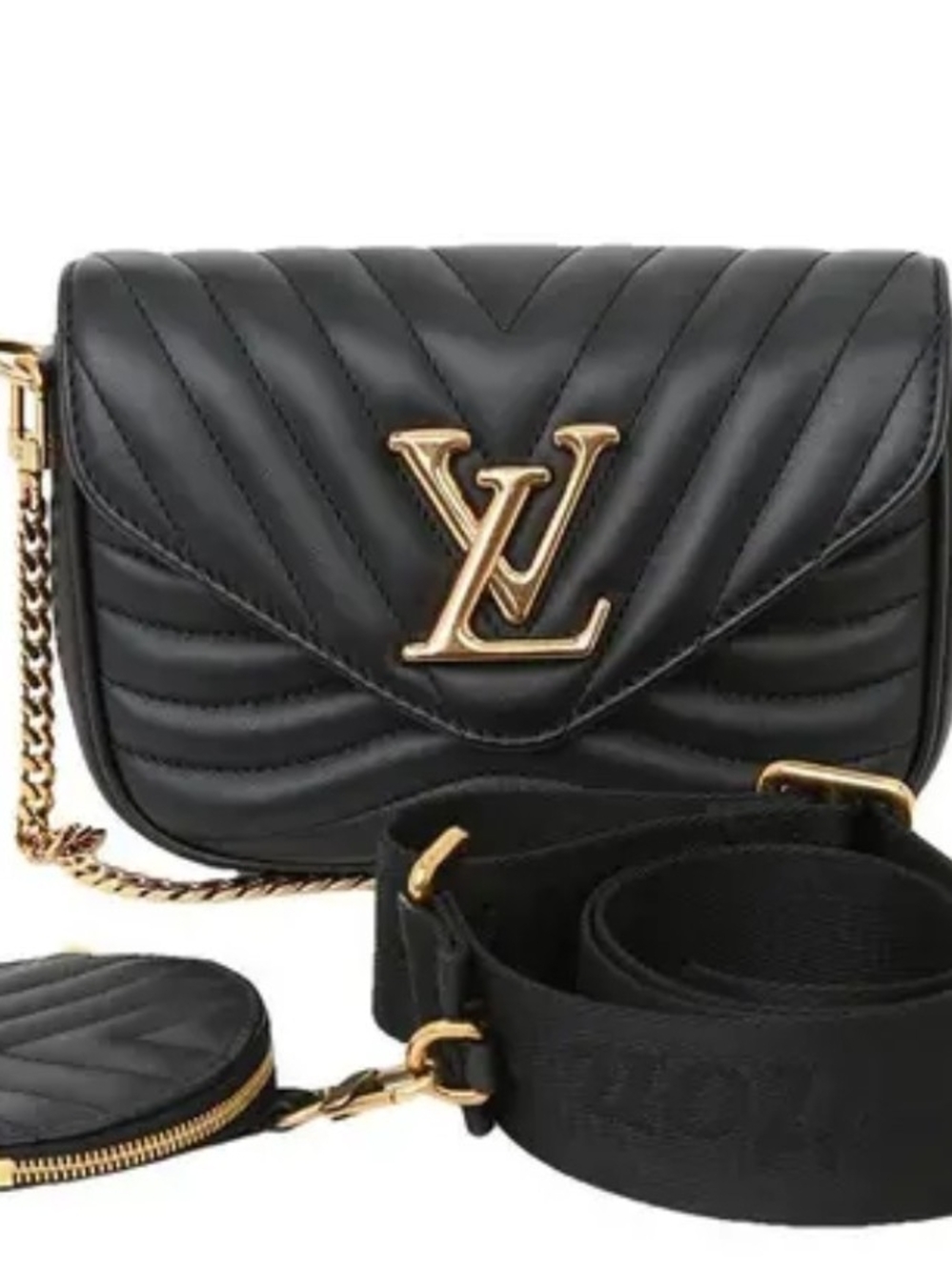 Louis Vuitton Black Multi Pouchette New Wave Crossbody with Gold LV Hardware - Picture 4 of 5